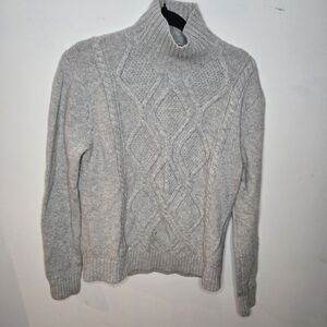 Cozy Cable Knit Turtleneck Sweater - Light Gray